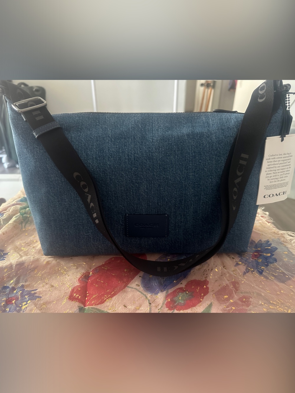 Coach Denim Bag with Black Strap